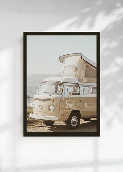 Cuadro Decorativo Playa, Motorhome Blanco Palmeras