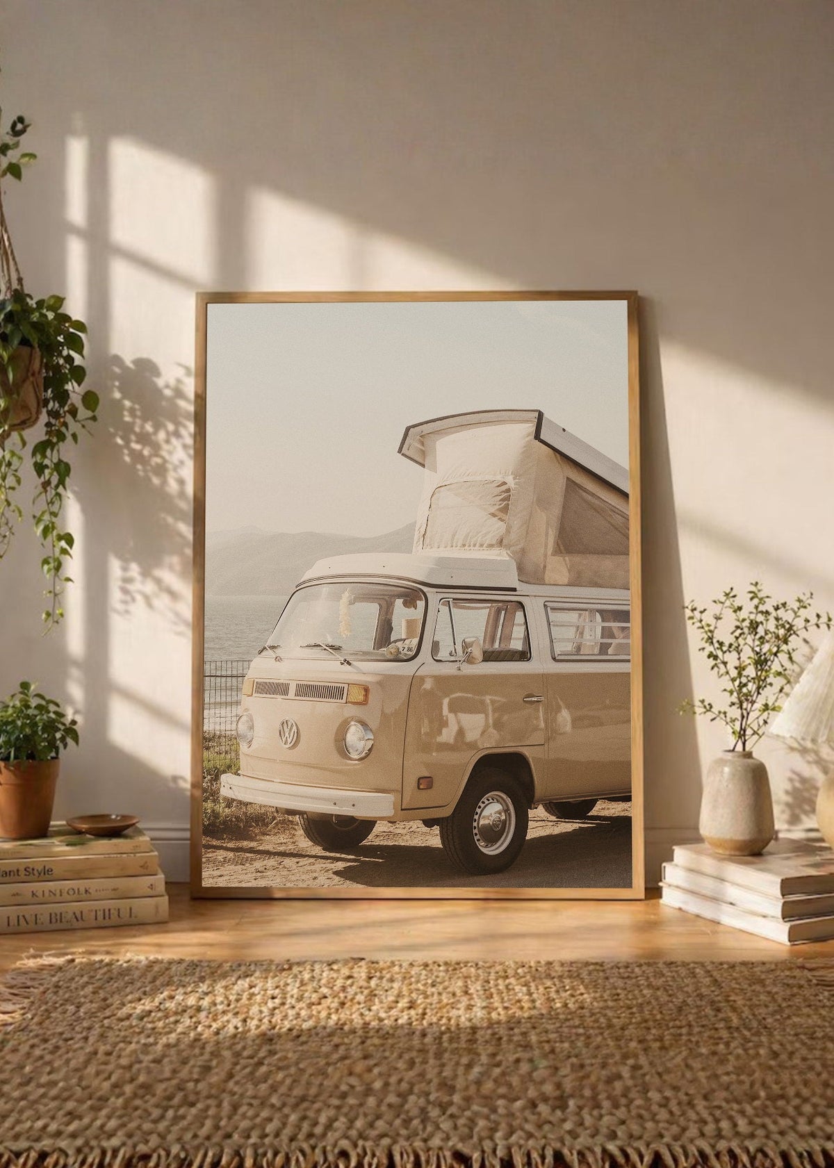 Cuadro Decorativo Playa, Motorhome Blanco Palmeras