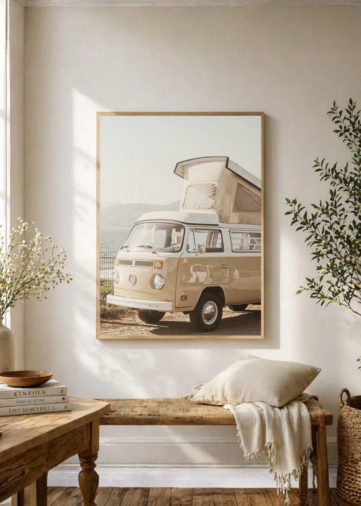 Cuadro Decorativo Playa, Motorhome Blanco Palmeras