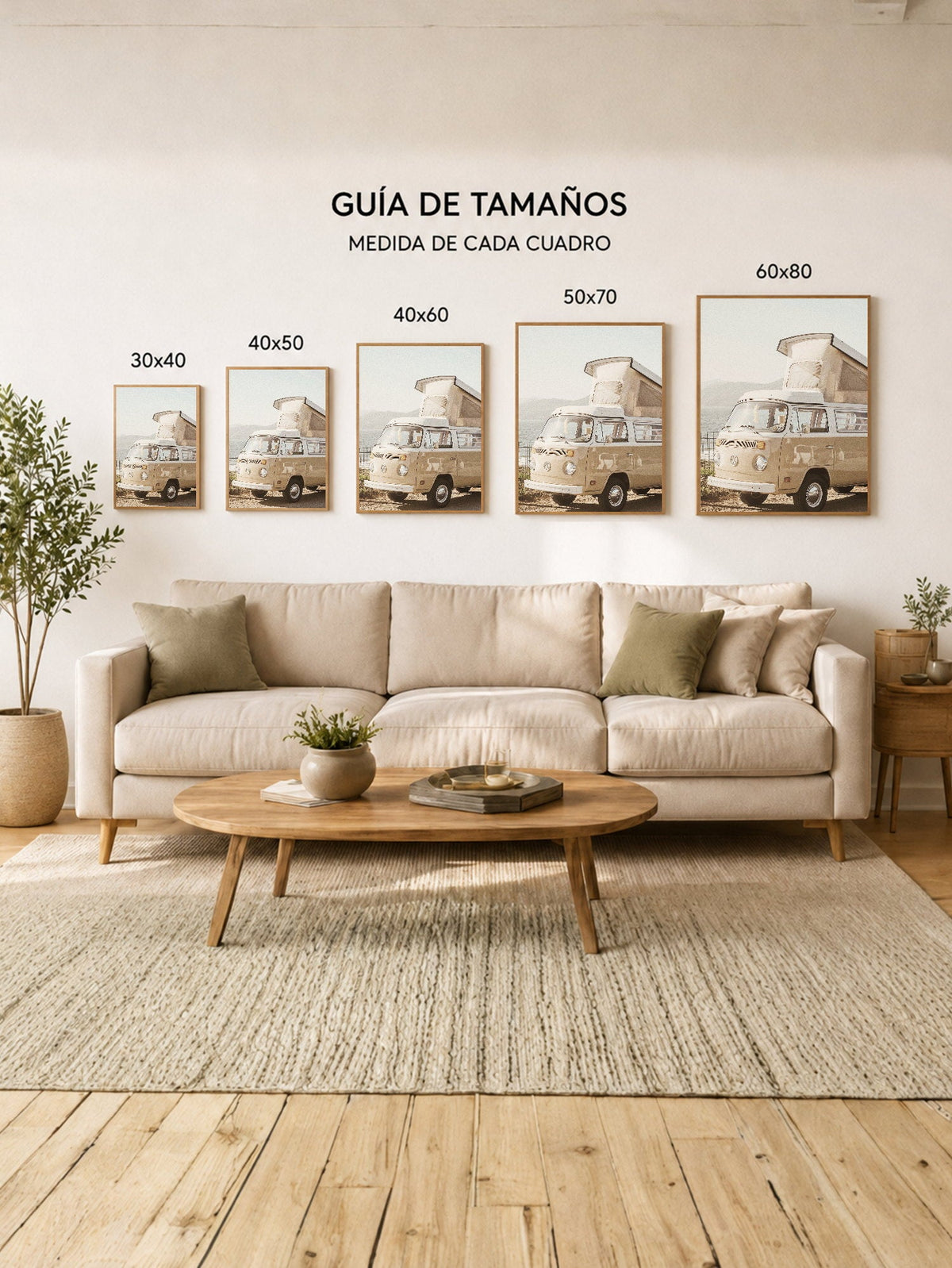 Cuadro Decorativo Playa, Motorhome Blanco Palmeras