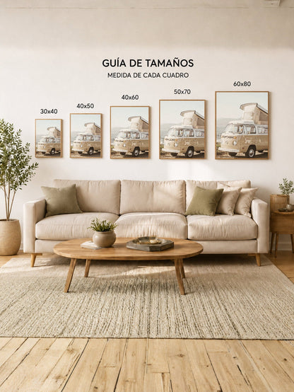 Cuadro Decorativo Playa, Motorhome Blanco Palmeras