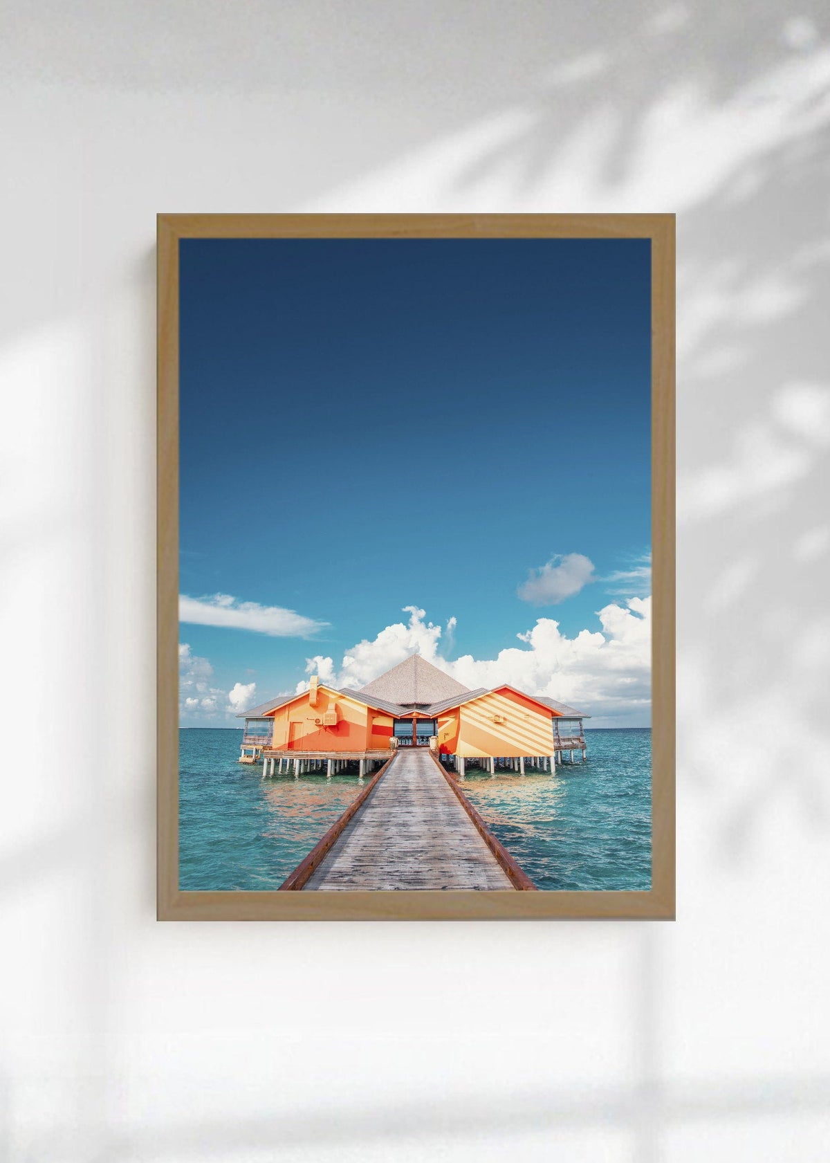 Cuadro Decorativo Playa, Muelle Cabaña Naranja