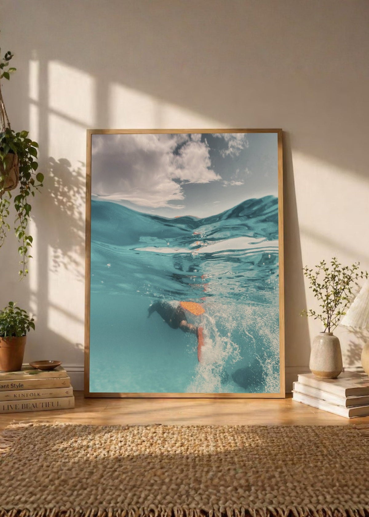 Cuadro Decorativo Playa, Nadador Bajo Agua