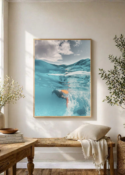 Cuadro Decorativo Playa, Nadador Bajo Agua