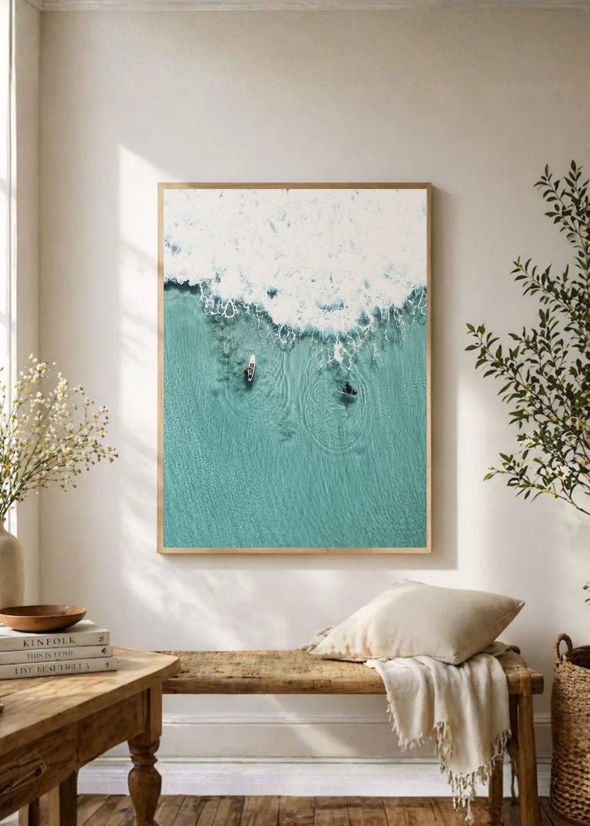 Cuadro Decorativo Playa, Nadador Espuma Turquesa