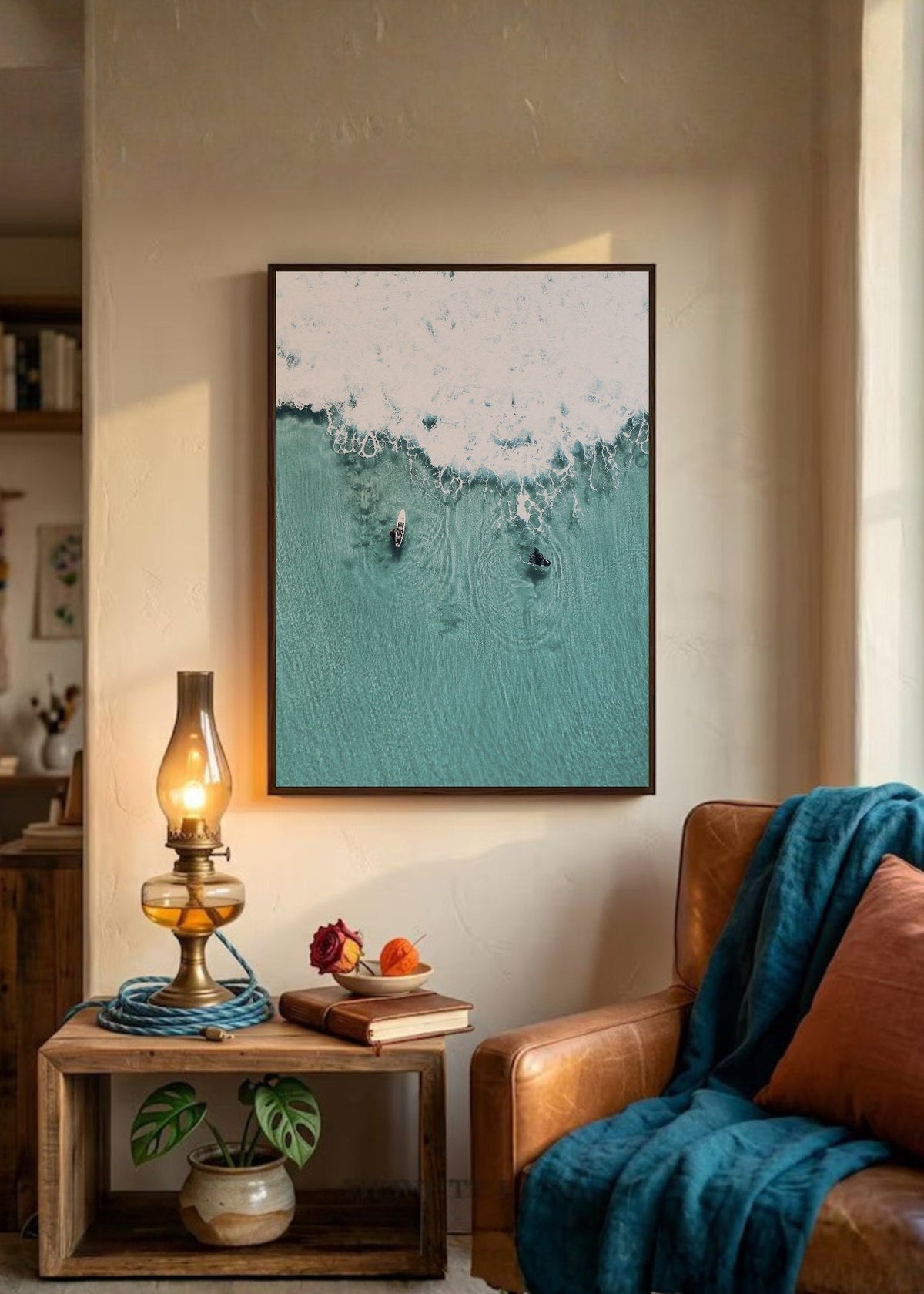 Cuadro Decorativo Playa, Nadador Espuma Turquesa