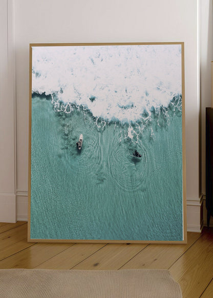 Cuadro Decorativo Playa, Nadador Espuma Turquesa