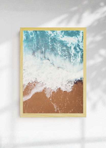 Cuadro Decorativo Playa, Ola Arena Ocre Aérea