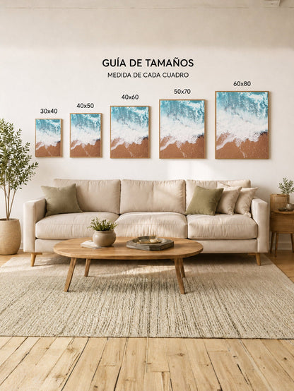Cuadro Decorativo Playa, Ola Arena Ocre Aérea