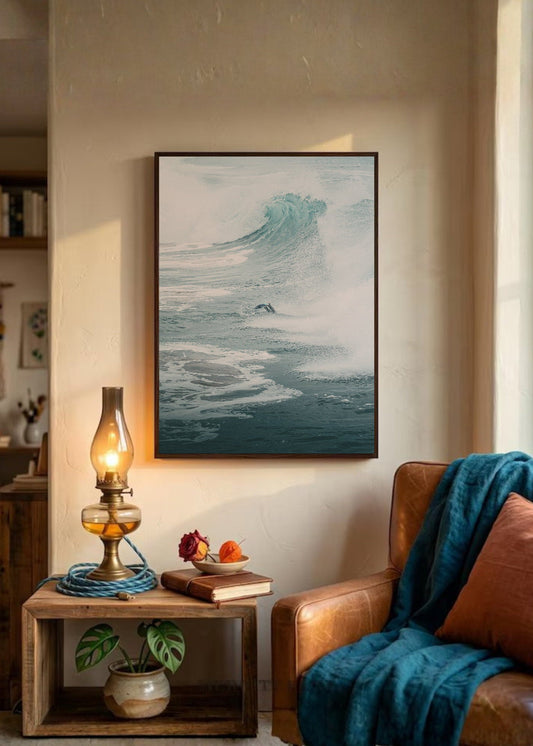Cuadro Decorativo Playa, Ola Bruma Azul