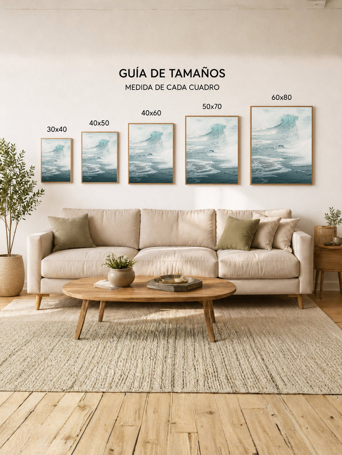 Cuadro Decorativo Playa, Ola Bruma Azul