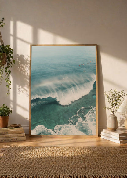 Cuadro Decorativo Playa, Ola Curva Turquesa