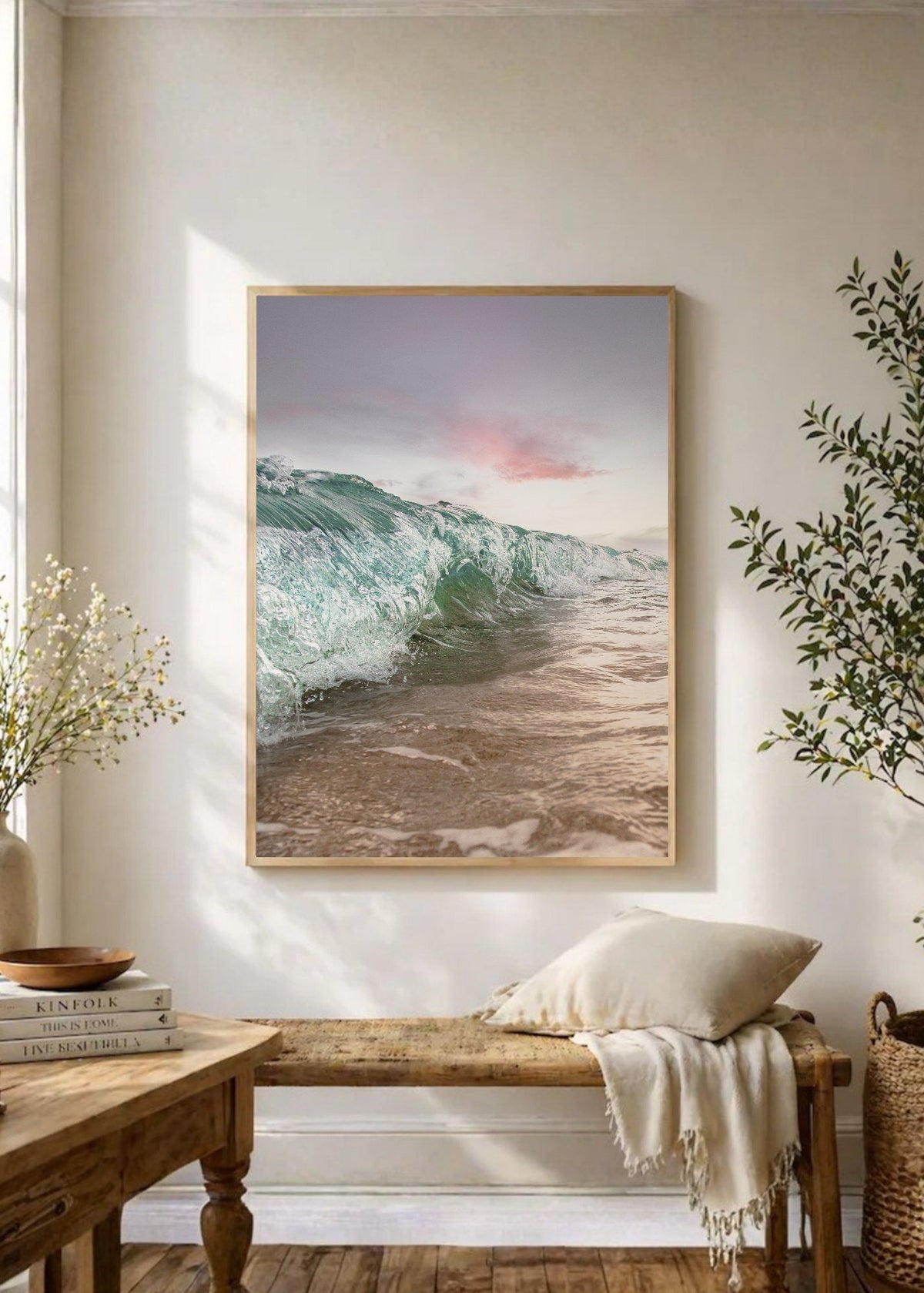 Cuadro Decorativo Playa, Ola Enrollada Pastel