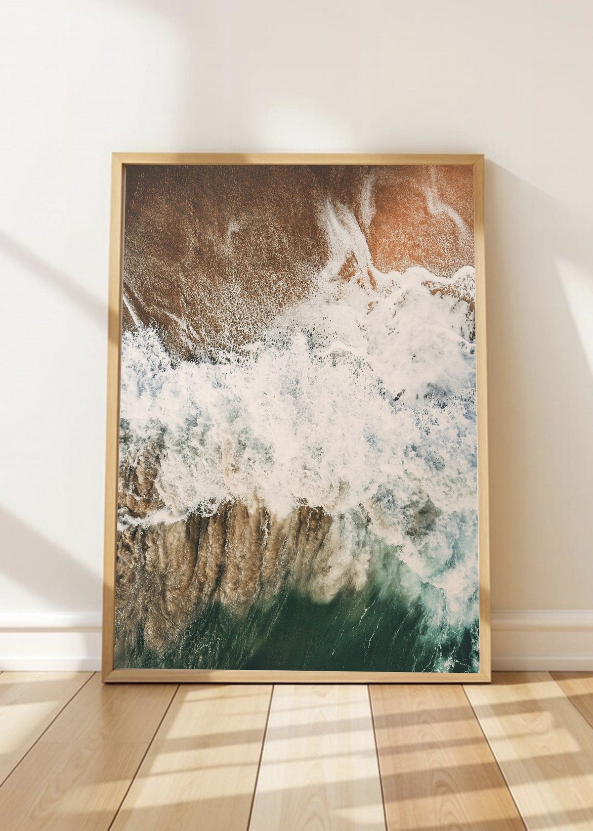 Cuadro Decorativo Playa, Ola Rocas Ocre