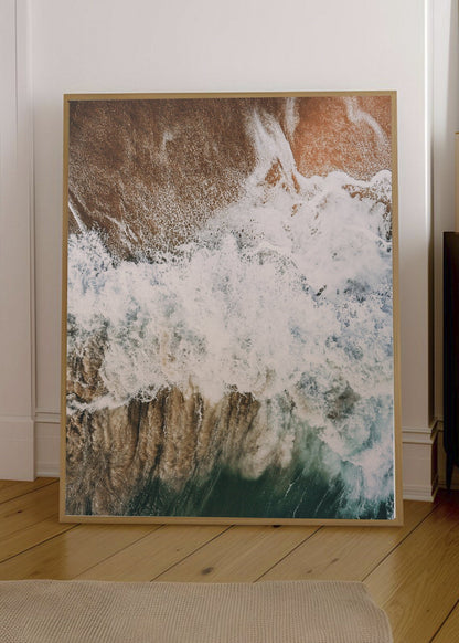 Cuadro Decorativo Playa, Ola Rocas Ocre