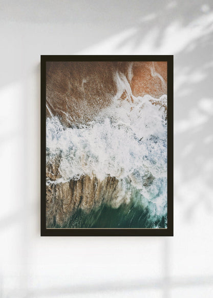 Cuadro Decorativo Playa, Ola Rocas Ocre
