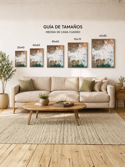 Cuadro Decorativo Playa, Ola Rocas Ocre