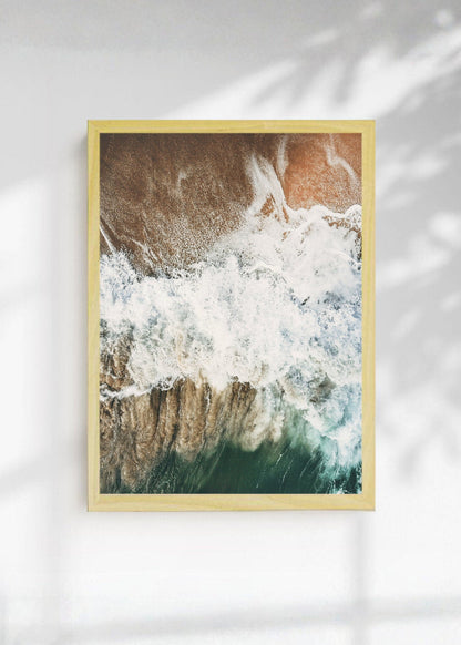 Cuadro Decorativo Playa, Ola Rocas Ocre