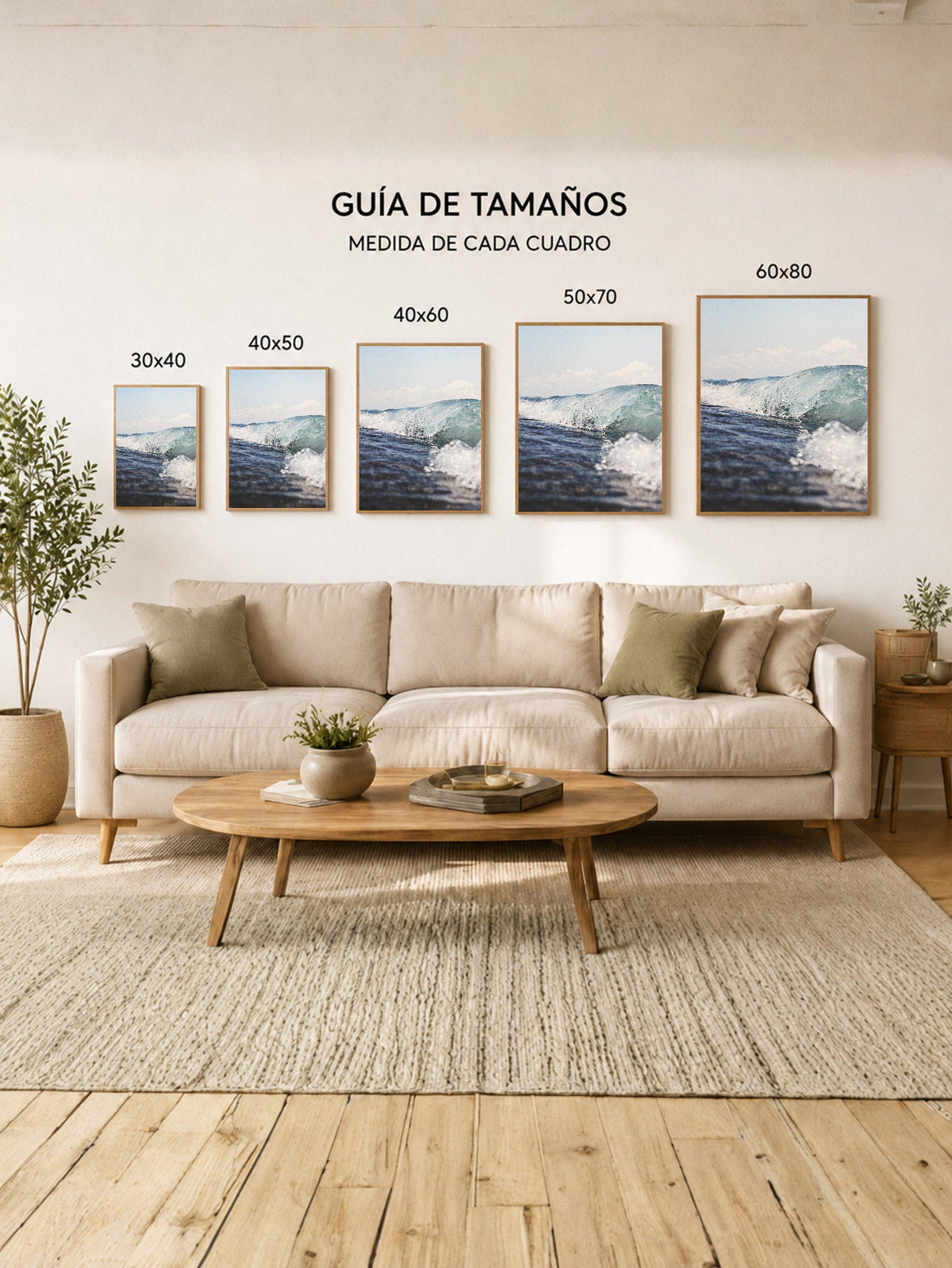 Cuadro Decorativo Playa, Ola Rompiendo Azul