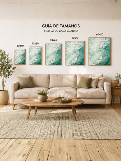 Cuadro Decorativo Playa, Ola Vidrio Turquesa
