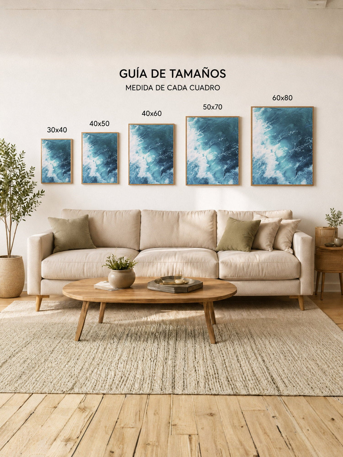 Cuadro Decorativo Playa, Olas Azul Profundo