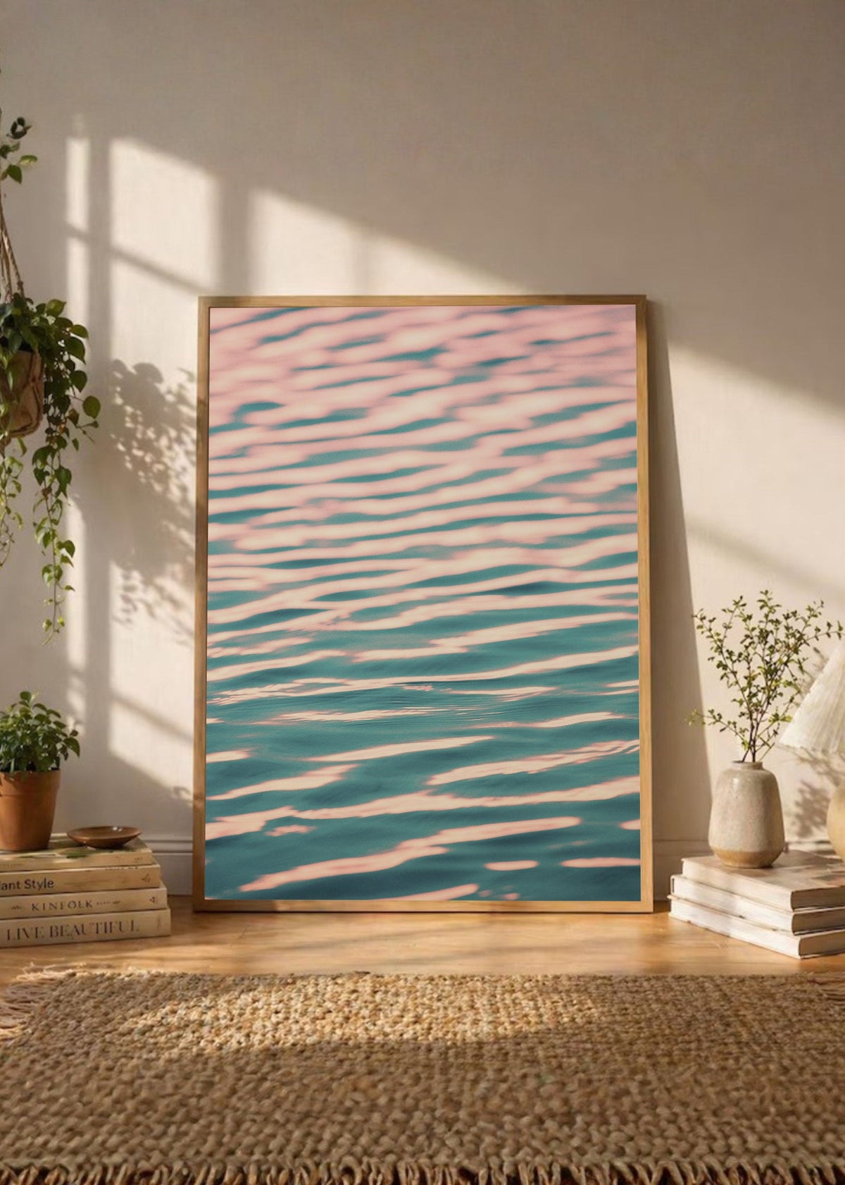 Cuadro Decorativo Playa, Ondas Agua Rosa