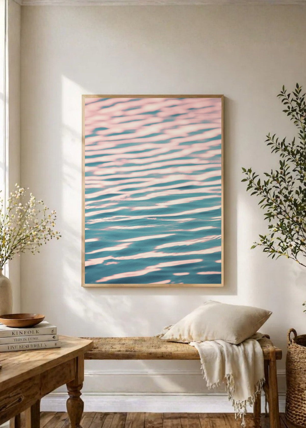 Cuadro Decorativo Playa, Ondas Agua Rosa