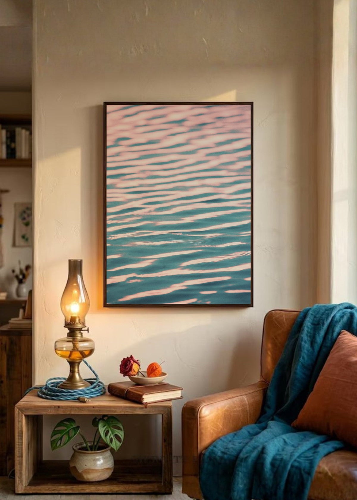 Cuadro Decorativo Playa, Ondas Agua Rosa