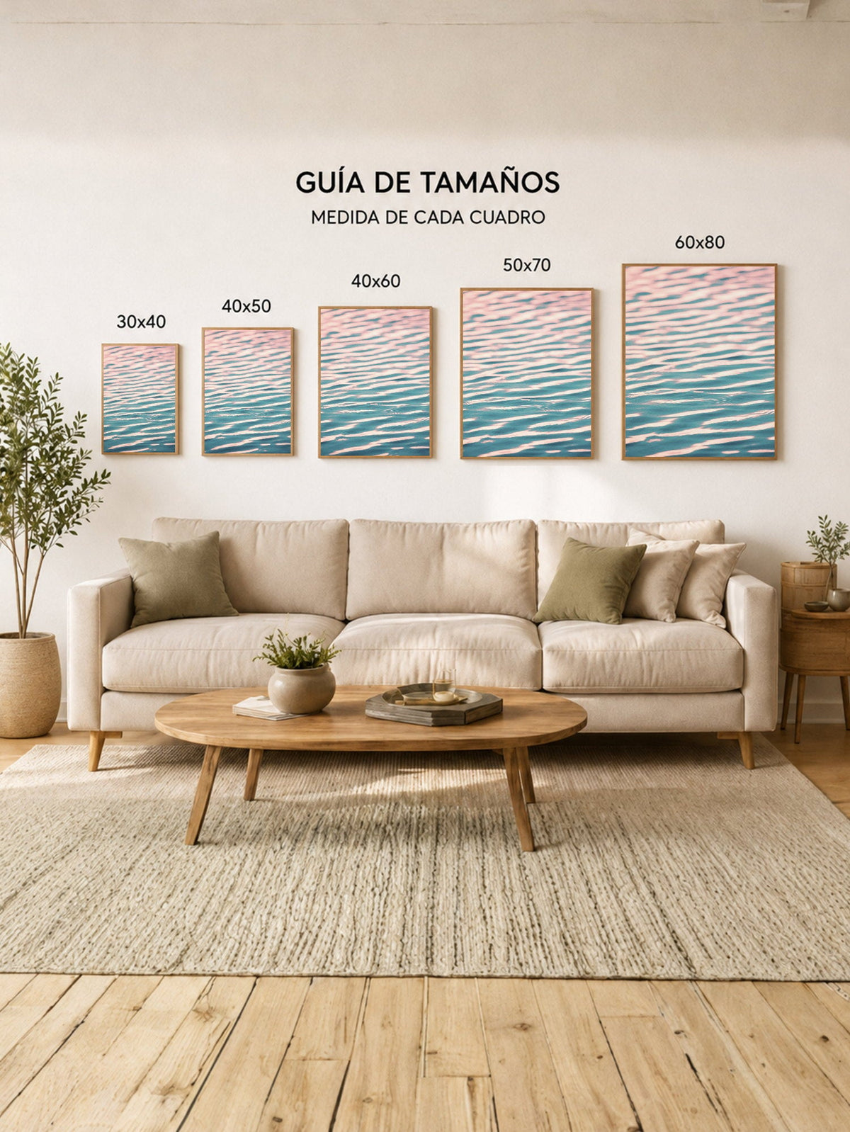 Cuadro Decorativo Playa, Ondas Agua Rosa