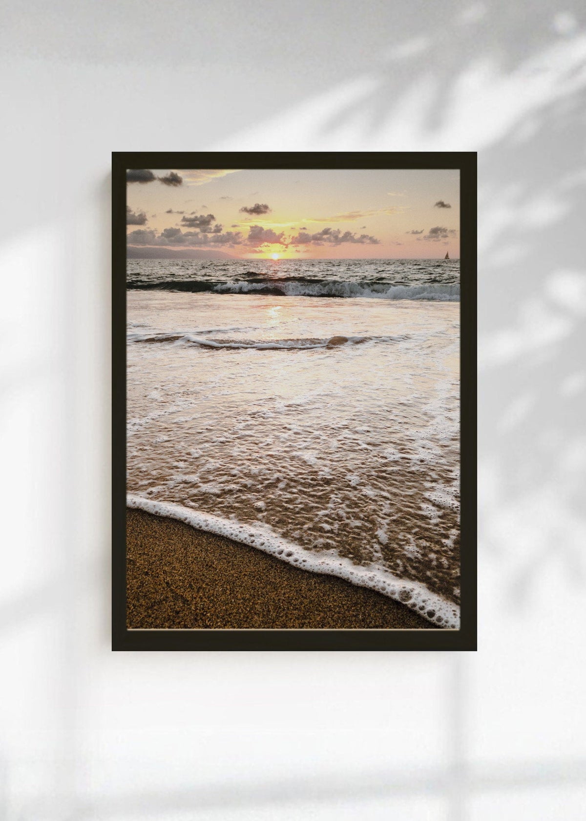 Cuadro Decorativo Playa, Orilla Dorada Atardecer