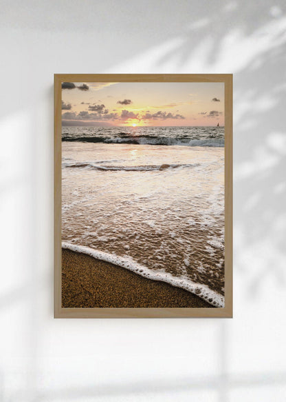 Cuadro Decorativo Playa, Orilla Dorada Atardecer