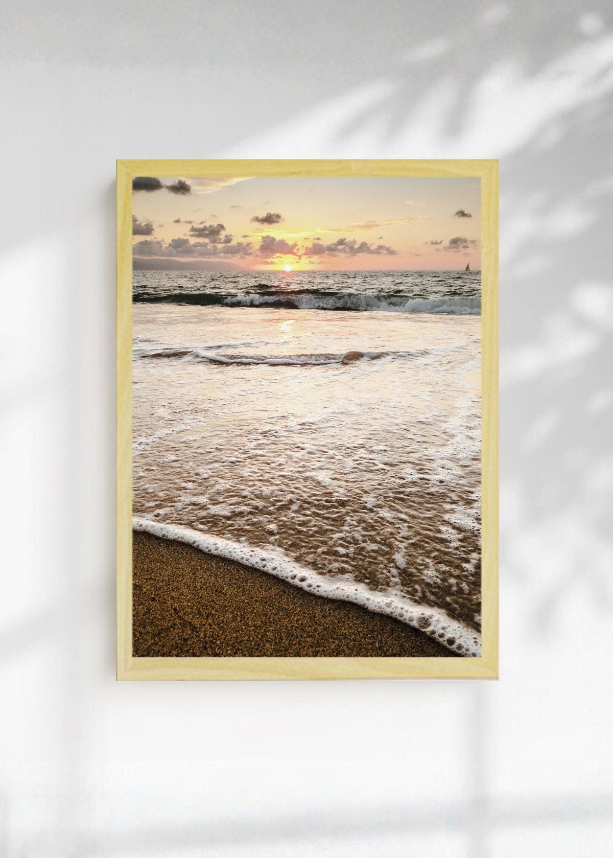 Cuadro Decorativo Playa, Orilla Dorada Atardecer