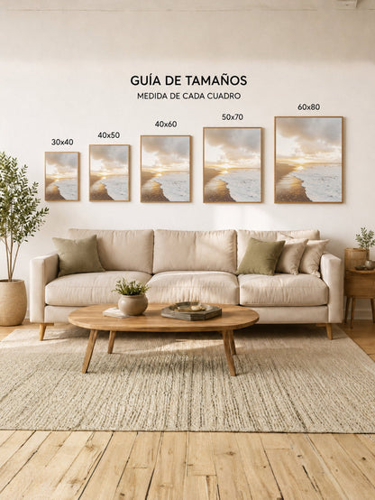 Cuadro Decorativo Playa, Orilla Sol Dorado