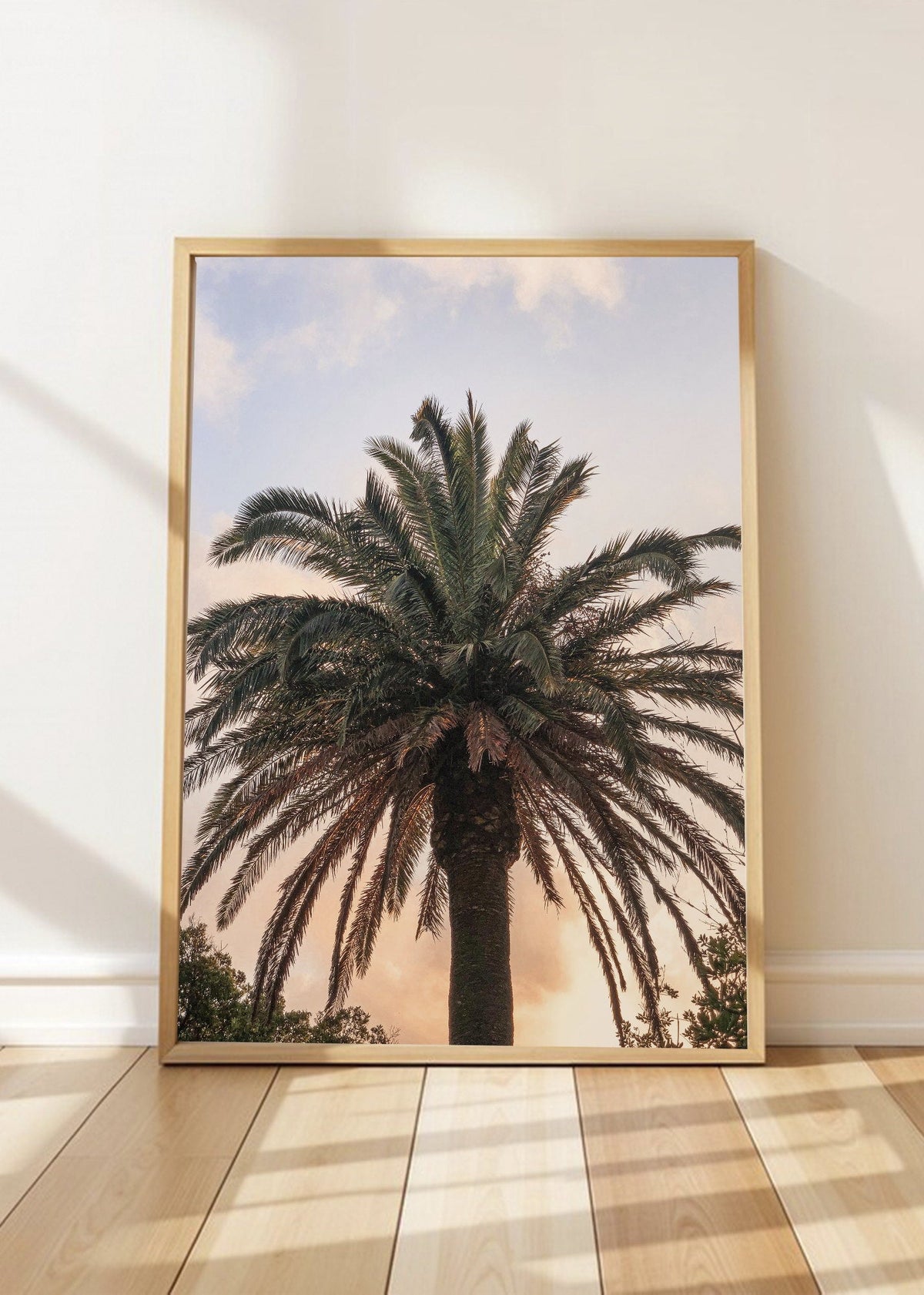 Cuadro Decorativo Playa, Palmera Atardecer Pastel