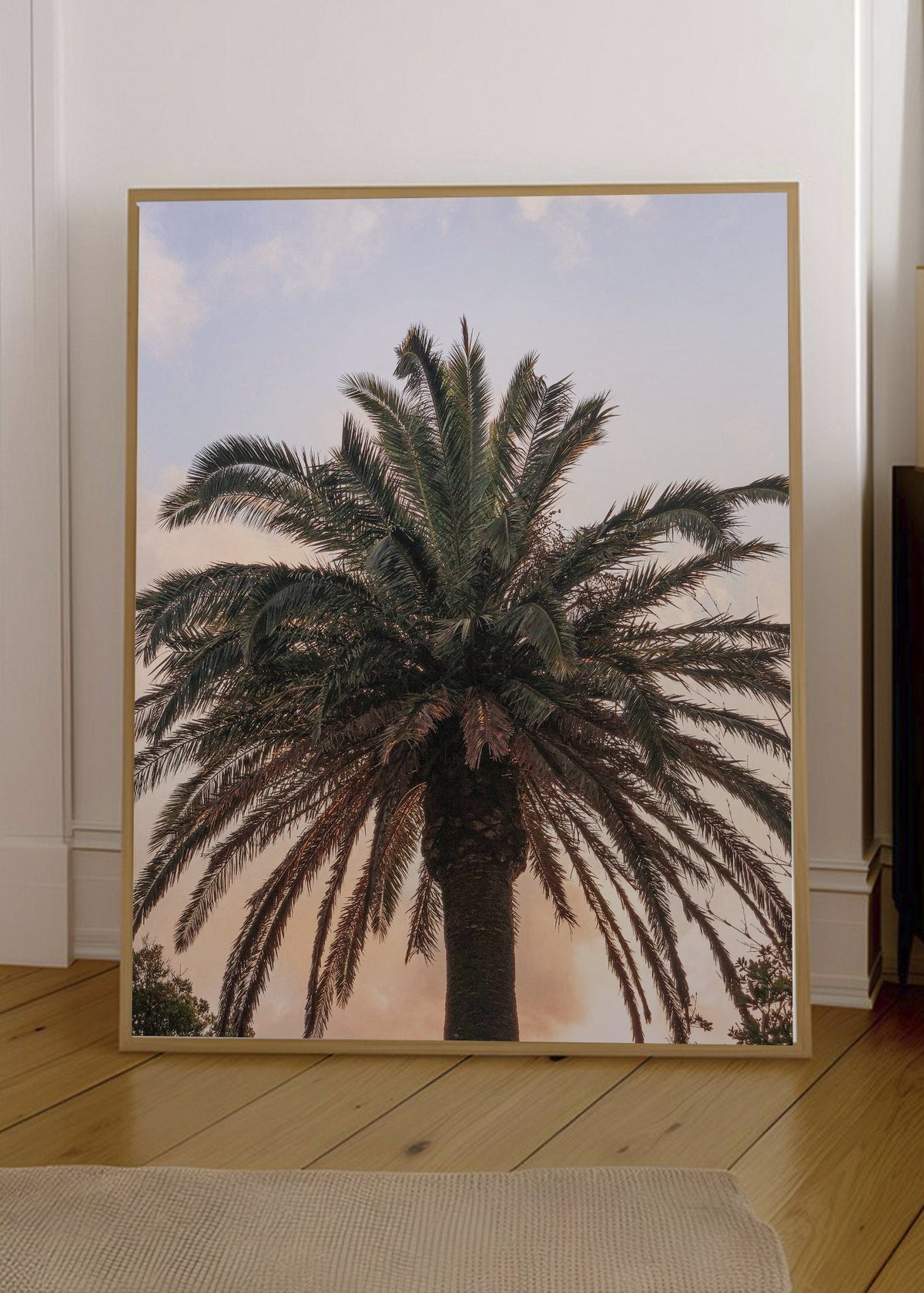 Cuadro Decorativo Playa, Palmera Atardecer Pastel