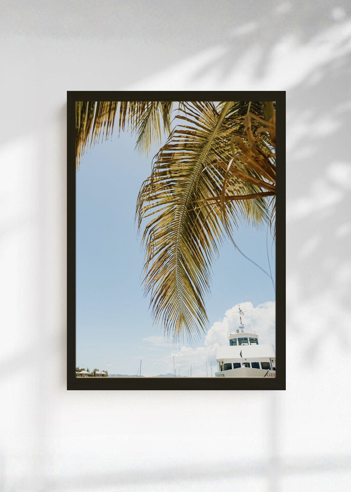 Cuadro Decorativo Playa, Palmera Barco Puerto