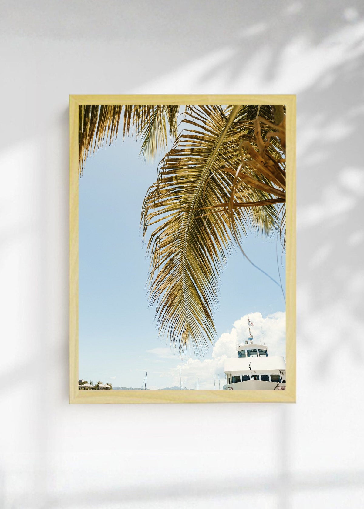 Cuadro Decorativo Playa, Palmera Barco Puerto