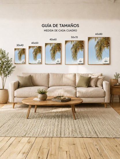 Cuadro Decorativo Playa, Palmera Barco Puerto