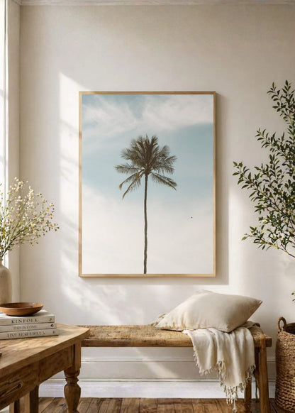 Cuadro Decorativo Playa, Palmera Minimal Cielo