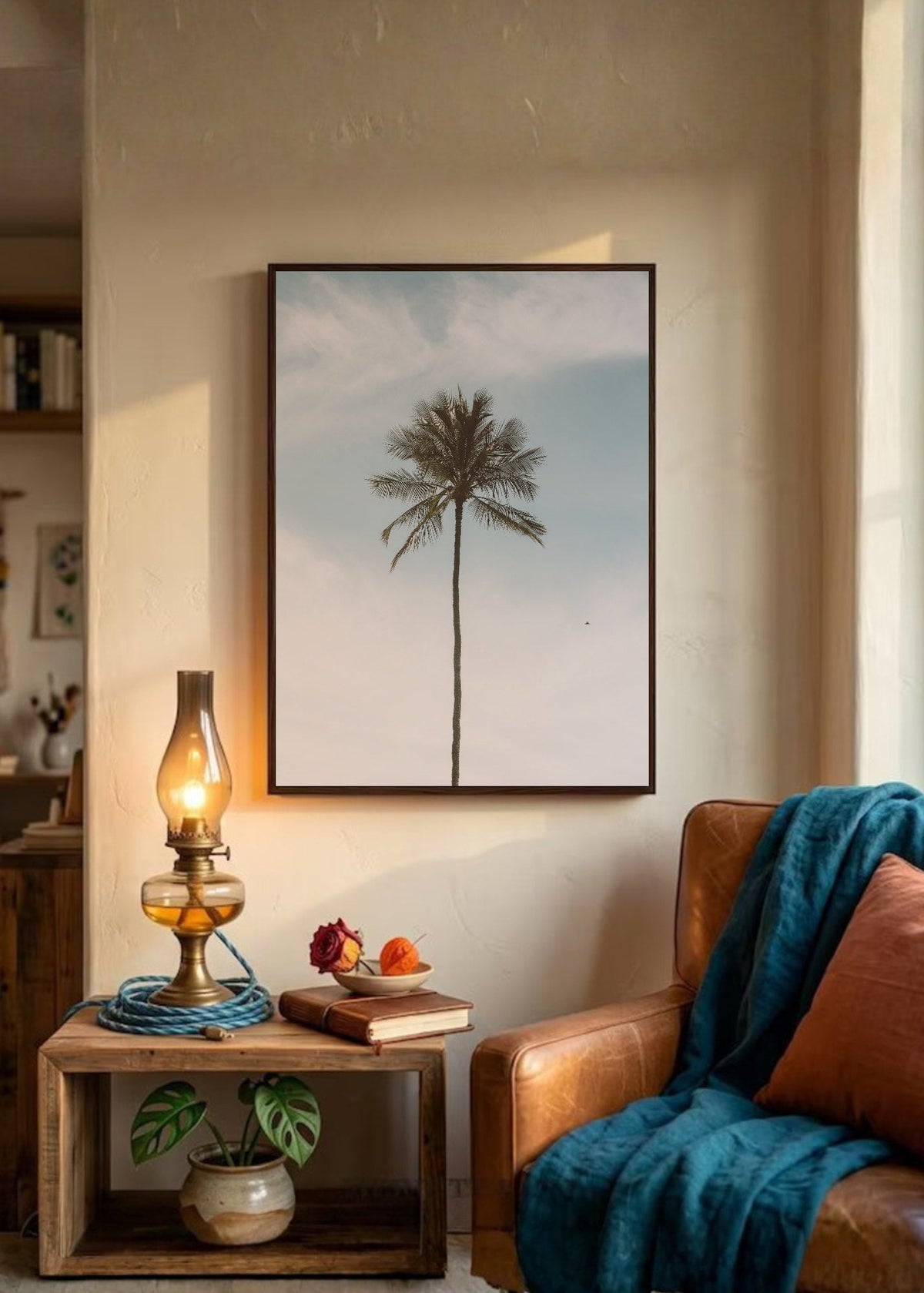 Cuadro Decorativo Playa, Palmera Minimal Cielo
