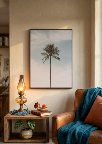Cuadro Decorativo Playa, Palmera Minimal Cielo
