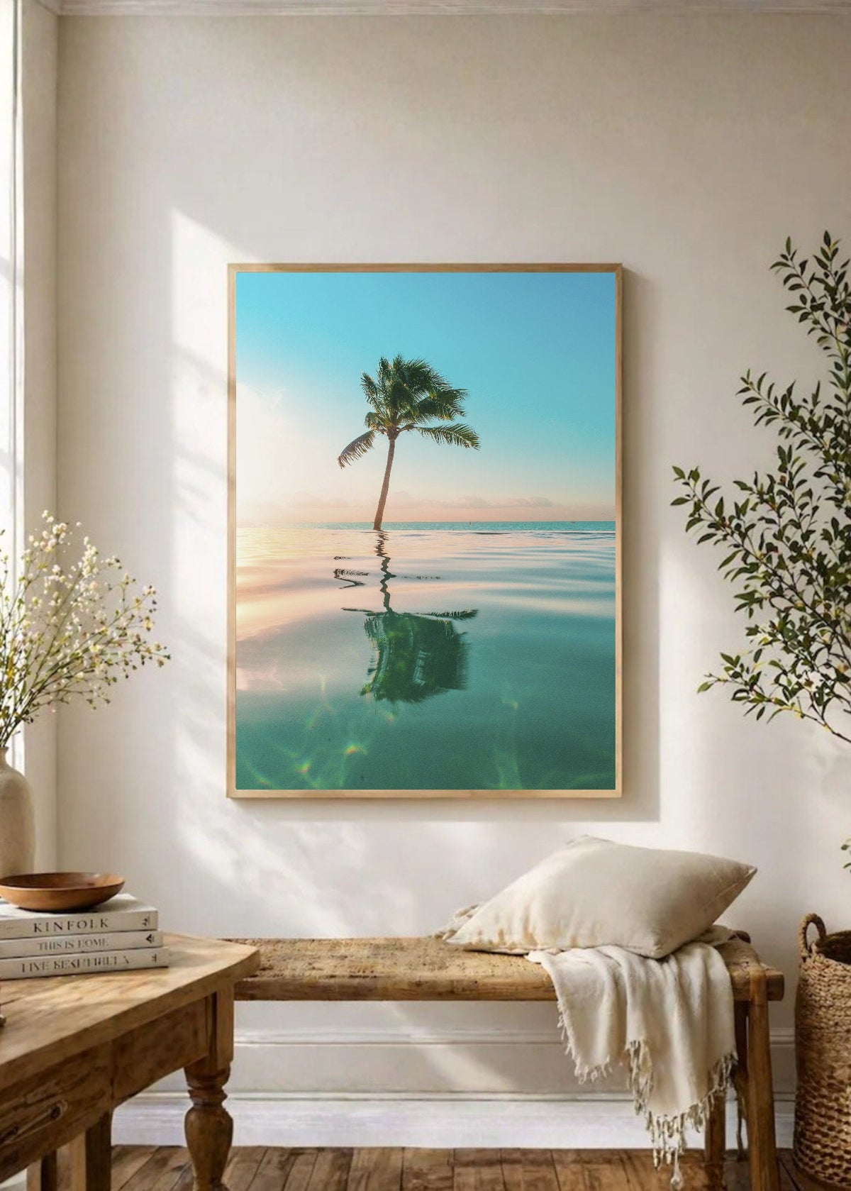 Cuadro Decorativo Playa, Palmera Reflejo Agua