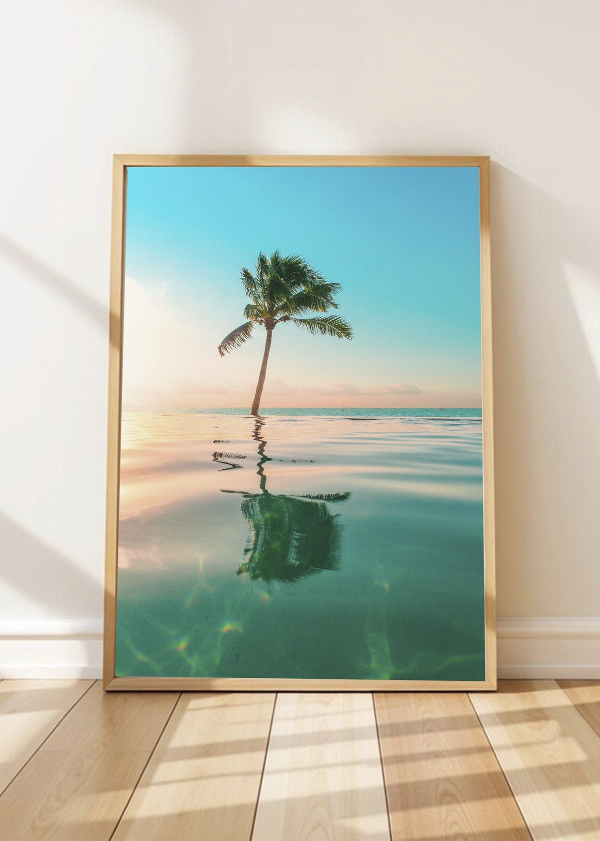 Cuadro Decorativo Playa, Palmera Reflejo Agua