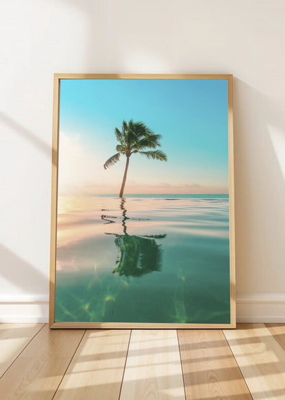 Cuadro Decorativo Playa, Palmera Reflejo Agua
