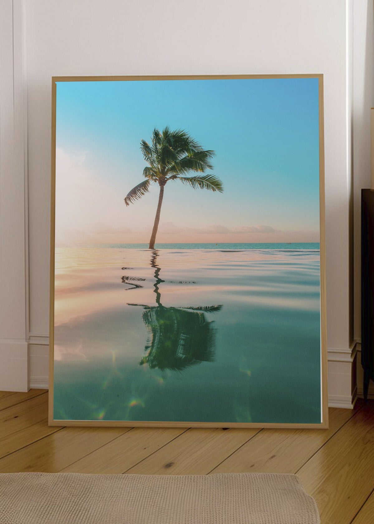 Cuadro Decorativo Playa, Palmera Reflejo Agua