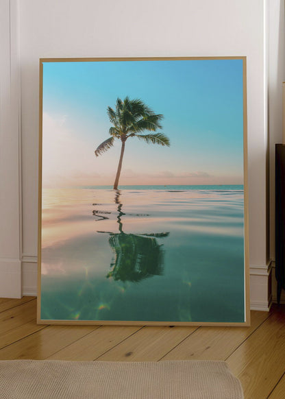 Cuadro Decorativo Playa, Palmera Reflejo Agua