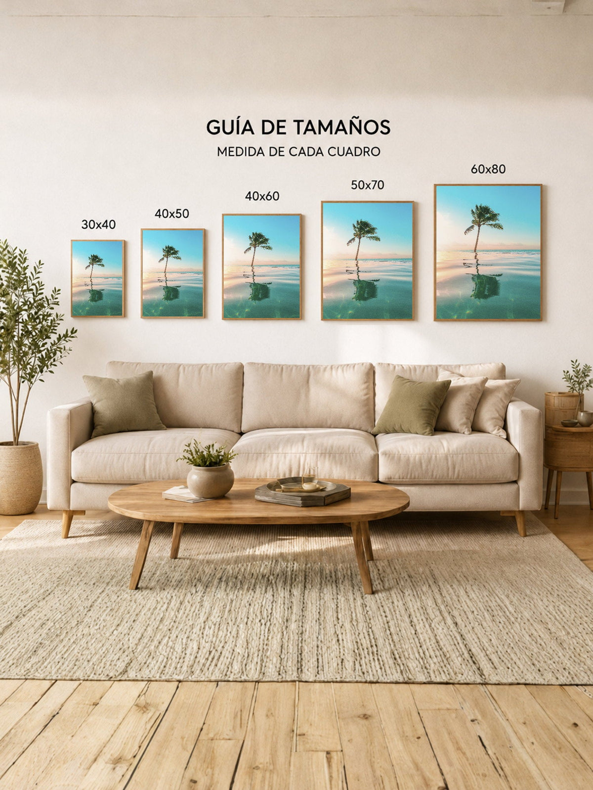 Cuadro Decorativo Playa, Palmera Reflejo Agua