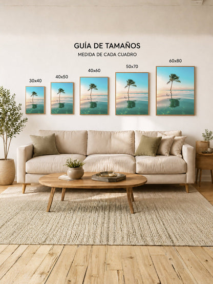 Cuadro Decorativo Playa, Palmera Reflejo Agua