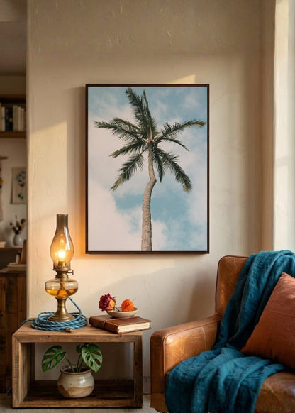 Cuadro Decorativo Playa, Palmera Sola Cielo