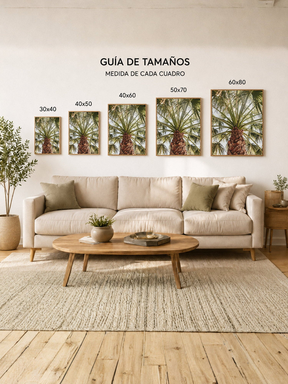 Cuadro Decorativo Playa, Palmera Tronco Verde